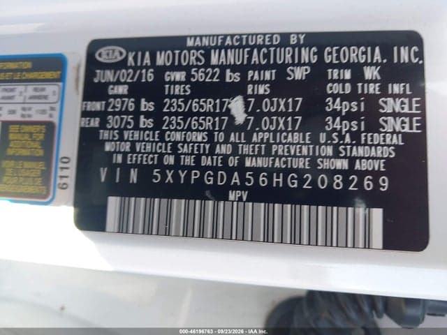 2017 KIA SORENTO 3.3L LX 9