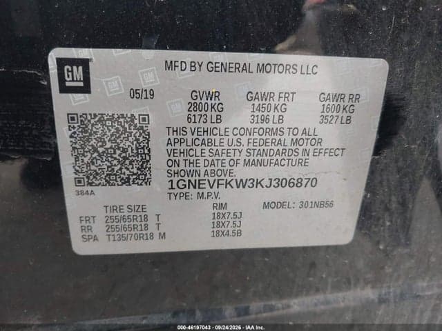 2019 CHEVROLET TRAVERSE LS 9