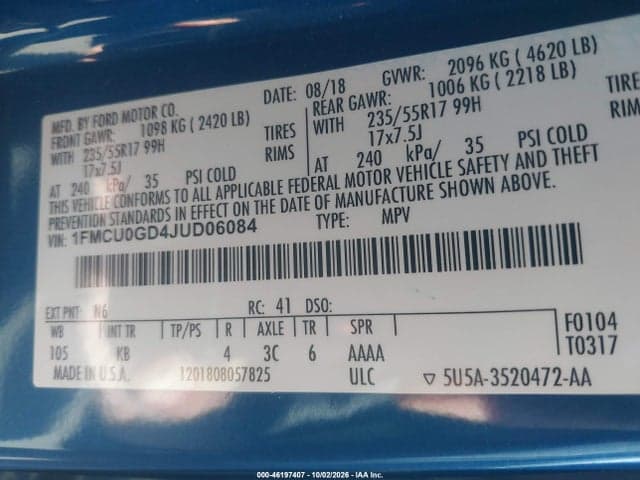 2018 FORD ESCAPE SE 9
