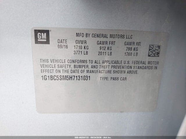 2017 CHEVROLET CRUZE LS AUTO 9