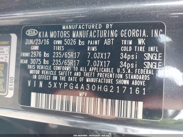 2017 KIA SORENTO 2.4L LX 9