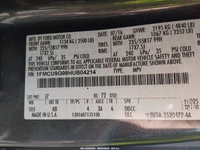 2017 FORD ESCAPE SE 9