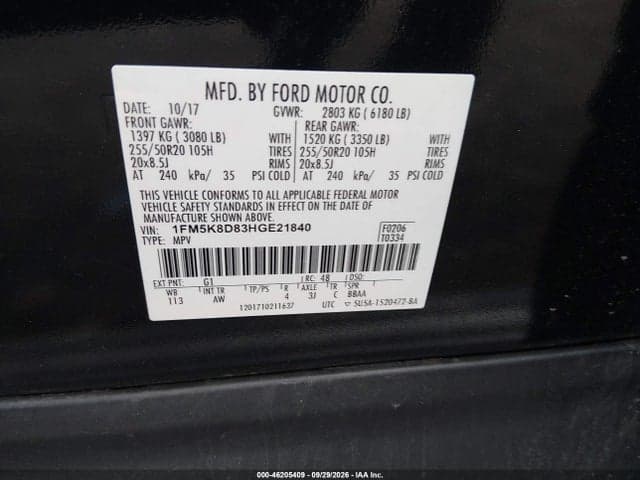 2017 FORD EXPLORER XLT 9