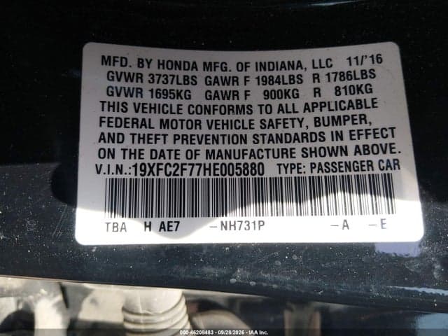 2017 HONDA CIVIC EX 9