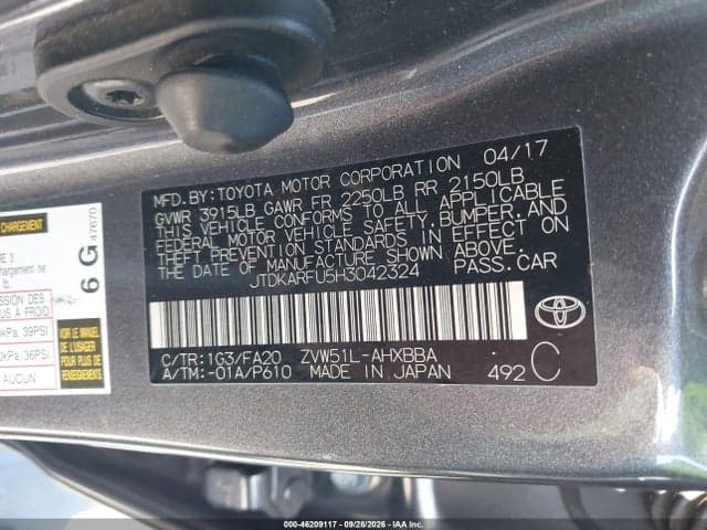 2017 TOYOTA PRIUS TWO ECO 9