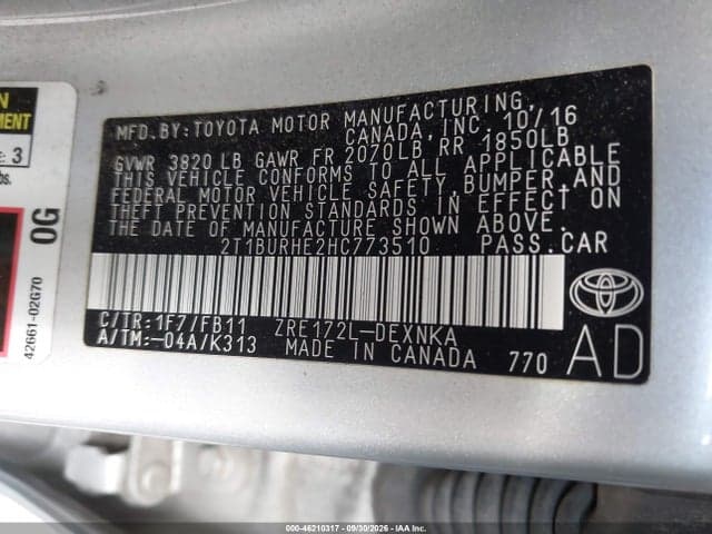 2017 TOYOTA COROLLA LE 9