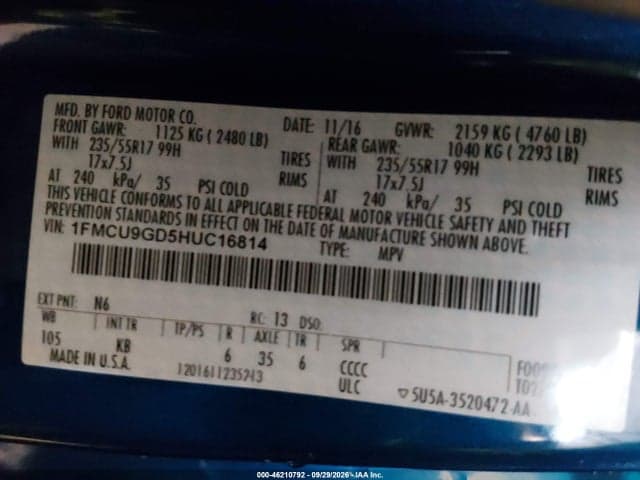 2017 FORD ESCAPE SE 9