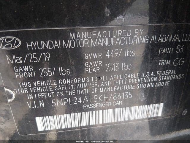 2019 HYUNDAI SONATA SE 9