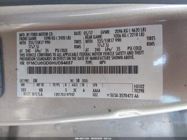 2017 FORD ESCAPE SE 9