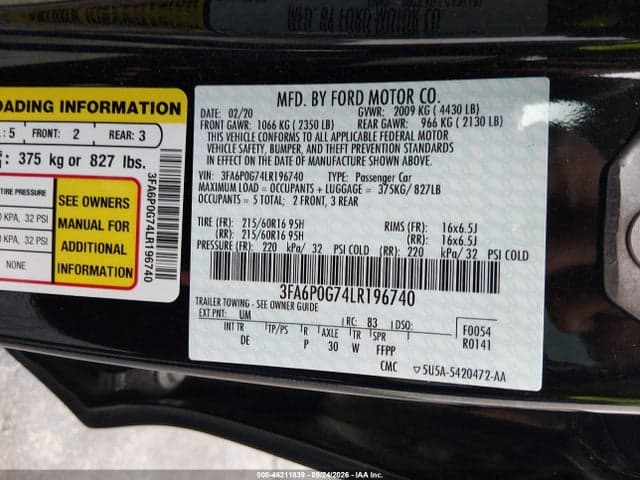 2020 FORD FUSION S 9