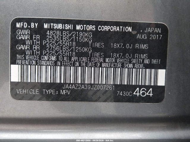 2018 MITSUBISHI OUTLANDER ES 9