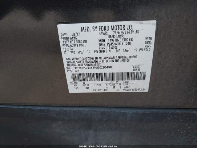 2017 FORD EXPLORER XLT 9