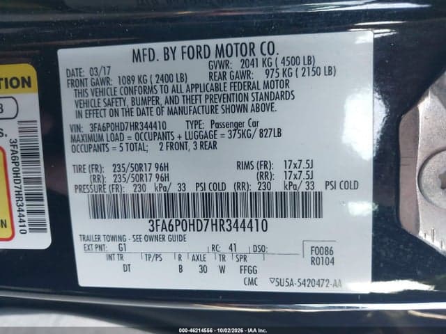 2017 FORD FUSION SE 9