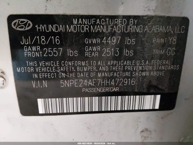 2017 HYUNDAI SONATA 9