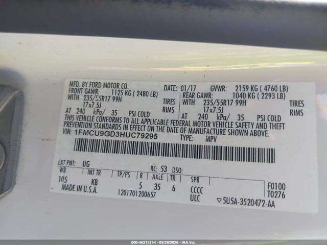 2017 FORD ESCAPE SE 9