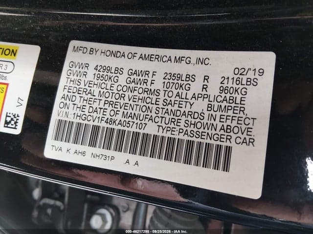 2019 HONDA ACCORD EX 9