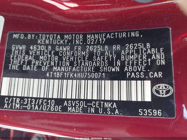 2017 TOYOTA CAMRY LE 9