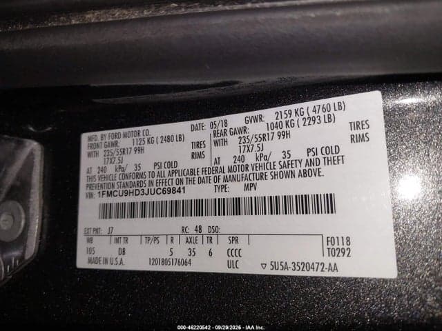 2018 FORD ESCAPE SEL 9