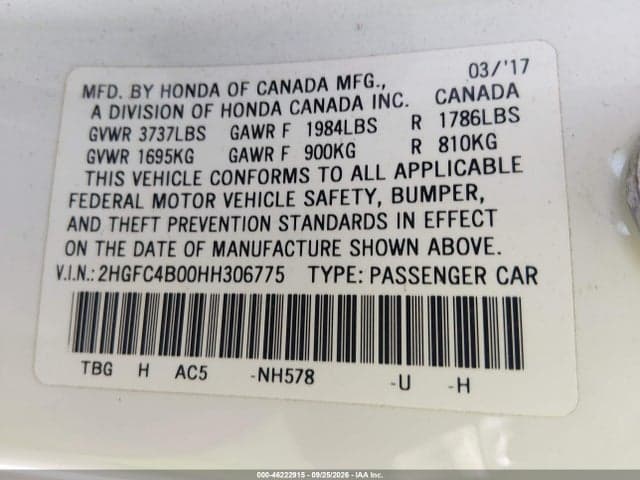 2017 HONDA CIVIC LX-P 9