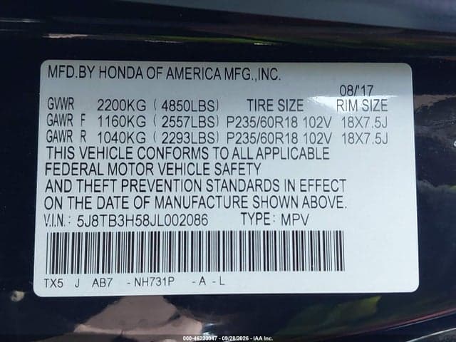 2018 ACURA RDX TECHNOLOGY ACURAWATCH PLUS PACKAGES/TECHNOLOGY PACKAGE 9