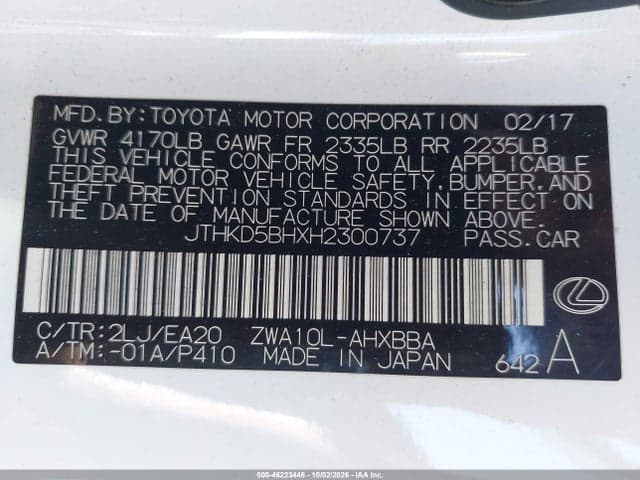 2017 LEXUS CT 200H 9