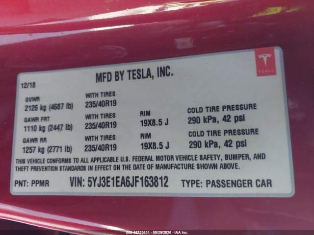 2018 TESLA MODEL 3 LONG RANGE/MID RANGE 9