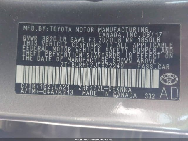 2018 TOYOTA COROLLA XLE 9