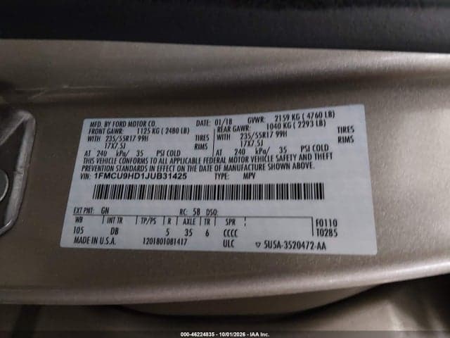 2018 FORD ESCAPE SEL 9