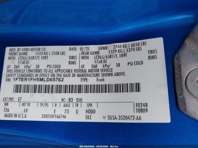 2021 FORD RANGER XL 9