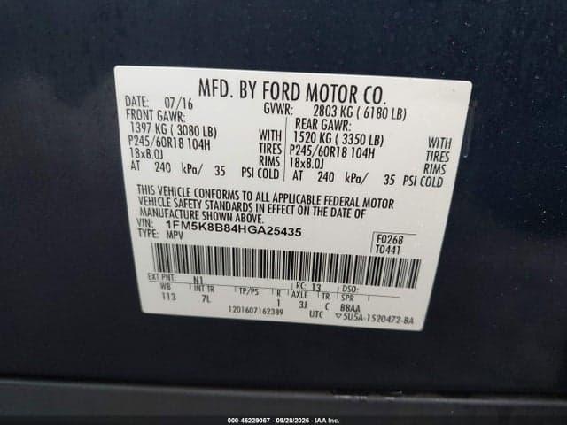 2017 FORD EXPLORER 9