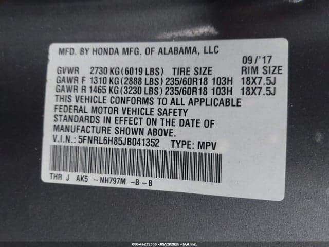 2018 HONDA ODYSSEY TOURING 9