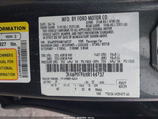 2017 FORD FUSION SE 9
