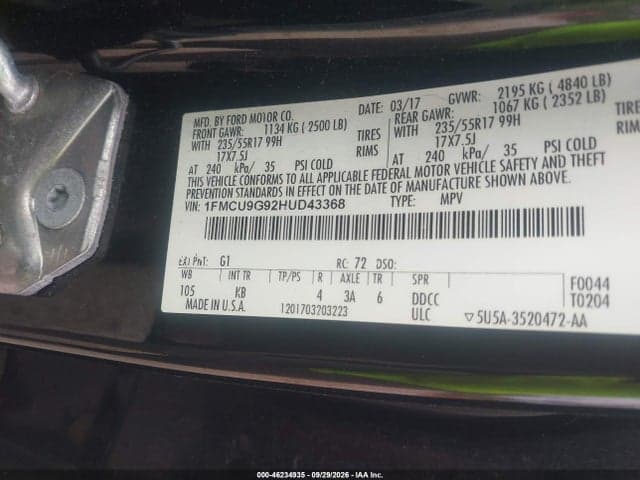 2017 FORD ESCAPE SE 9