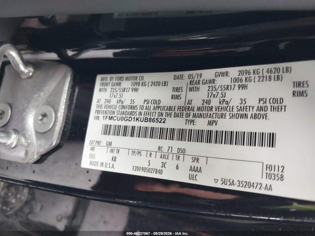 2019 FORD ESCAPE SE 9