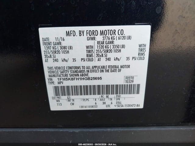 2017 FORD EXPLORER LIMITED 9