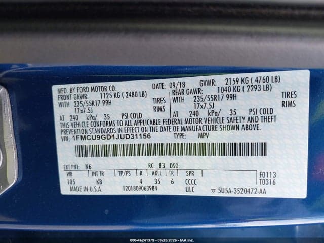 2018 FORD ESCAPE SE 9