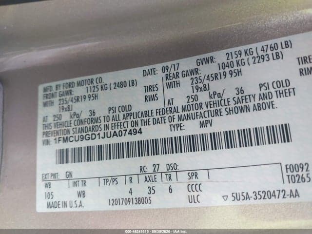 2018 FORD ESCAPE SE 9
