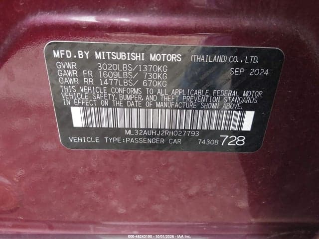 2024 MITSUBISHI MIRAGE ES/LE 9