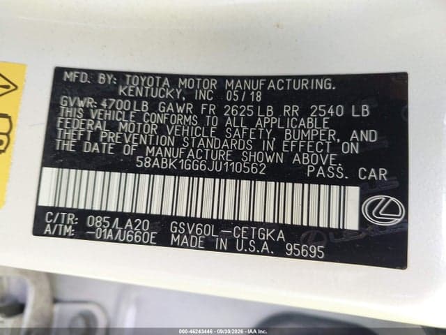 2018 LEXUS ES 350 9