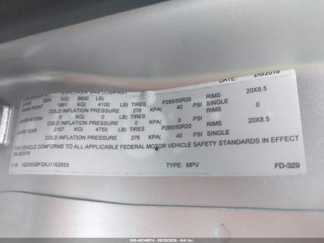 2018 CHEVROLET EXPRESS 2500 WORK VAN 9
