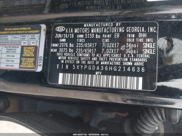 2017 KIA SORENTO 2.4L LX 9