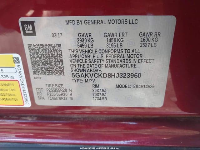 2017 BUICK ENCLAVE PREMIUM 9