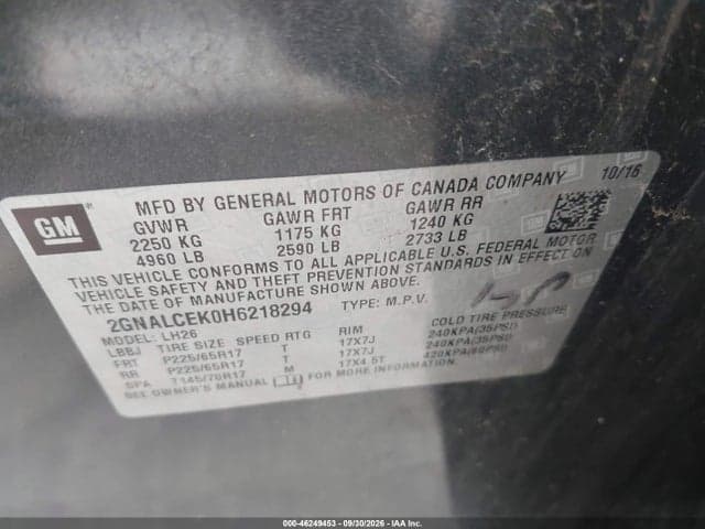 2017 CHEVROLET EQUINOX LT 9