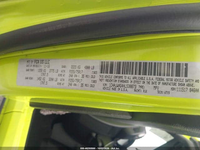 2017 JEEP WRANGLER SPORT 4X4 9