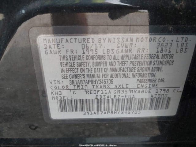 2017 NISSAN SENTRA S 9