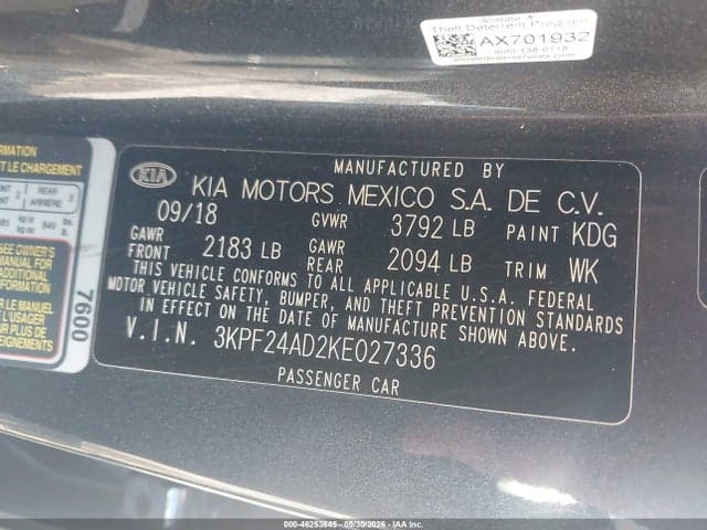 2019 KIA FORTE FE 9