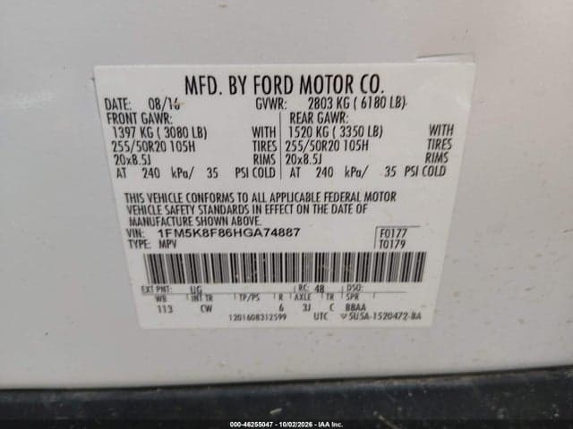 2017 FORD EXPLORER LIMITED 9