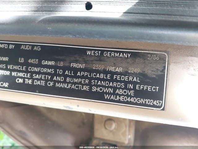 1986 AUDI 5000 S QUATTRO 9
