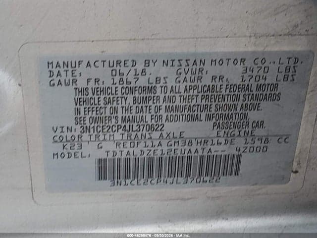 2018 NISSAN VERSA NOTE SV 9