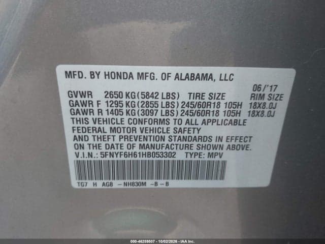 2017 HONDA PILOT EX-L 9